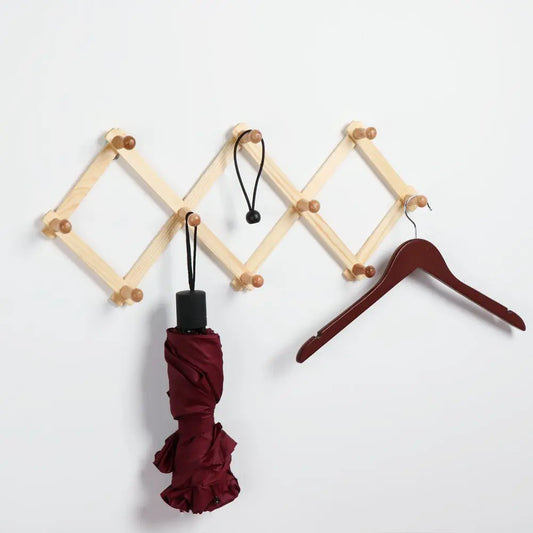 Wall-Mounted Folding Wood Shelf with Hooks – Bathroom & Entryway Organizer