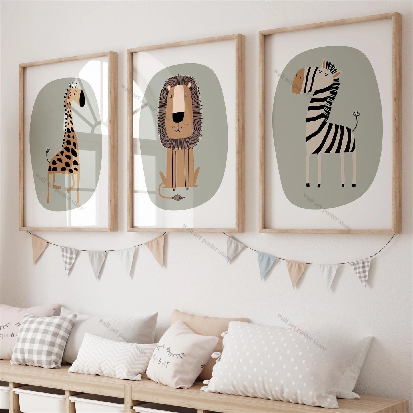 3-Piece Safari Animal Nursery Wall Art – Boho Jungle Prints