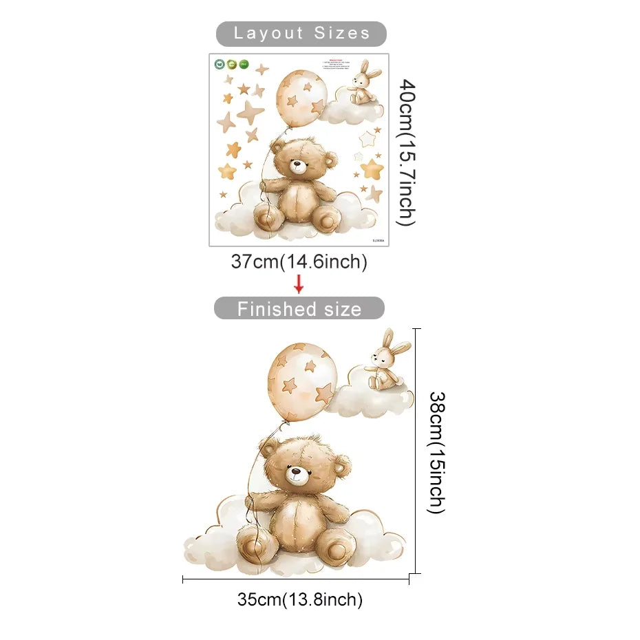 Cartoon Hot Air Balloon Animal Wall Stickers
