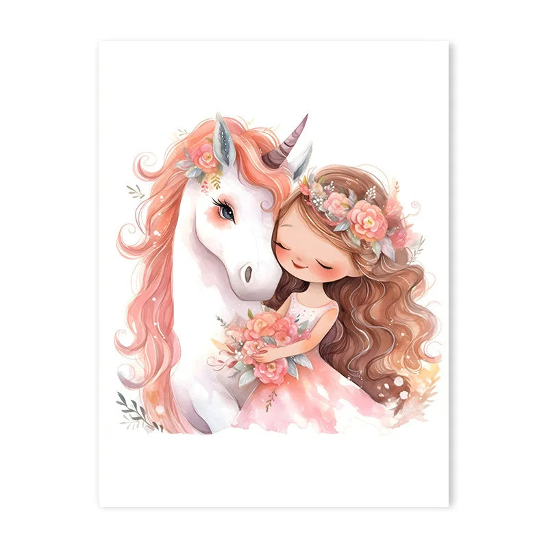 Pink Ballerina Unicorn Wall Art – Girls Nursery Canvas Print