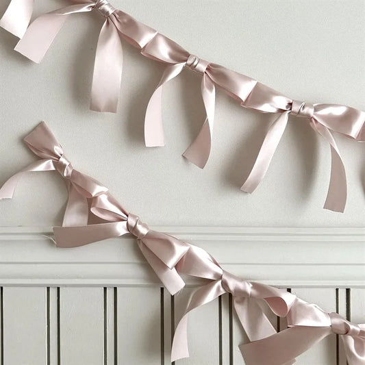 Bow Ribbon Garland Banner – Princess Girls Room Wall Hanging Décor