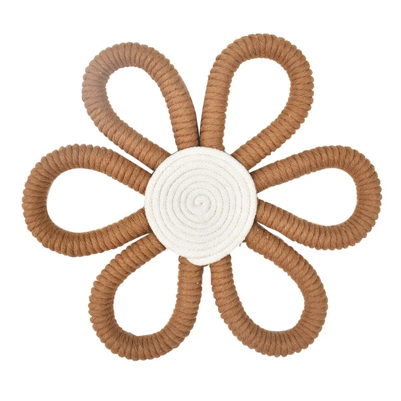 Handwoven Daisy Flower Wall Hanging – Kids & Nursery wall Decor