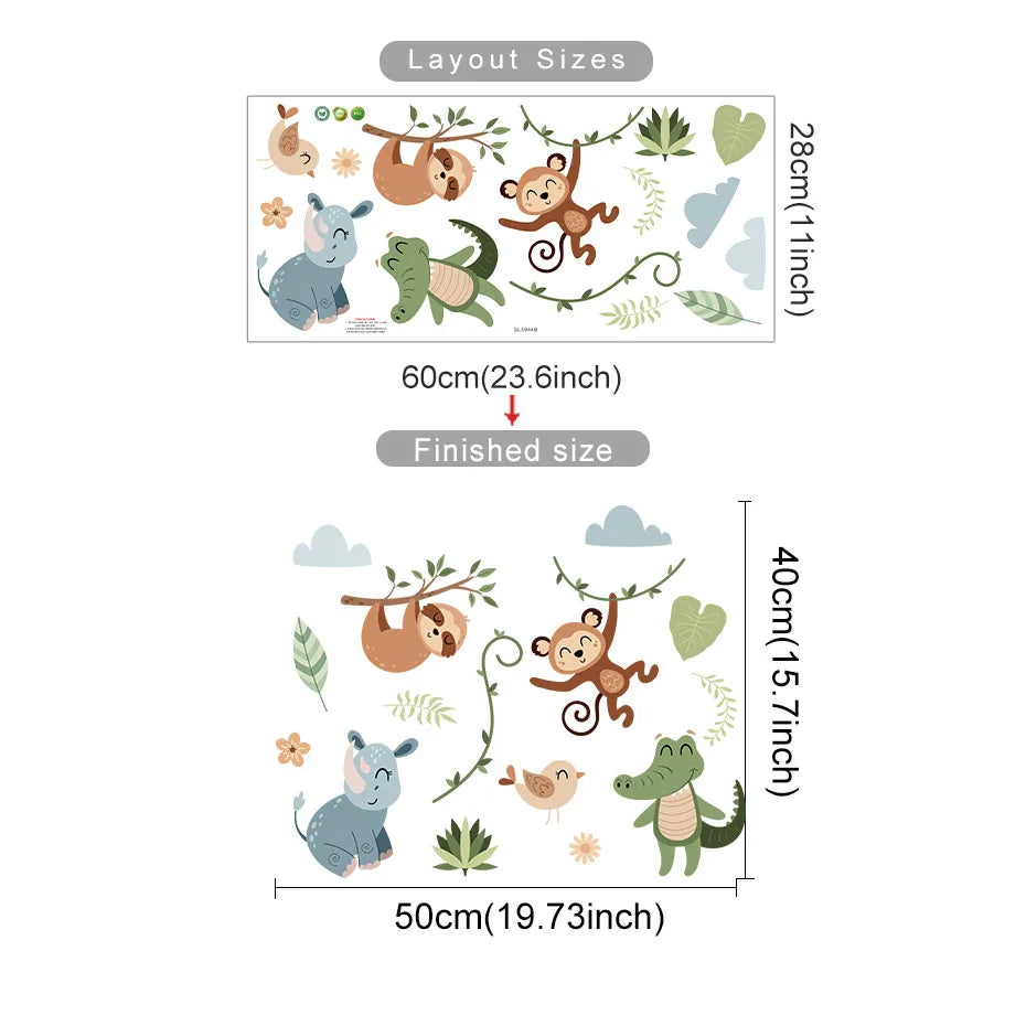 Cute Cartoon Animal Wall Stickers – Kids Room Decor
