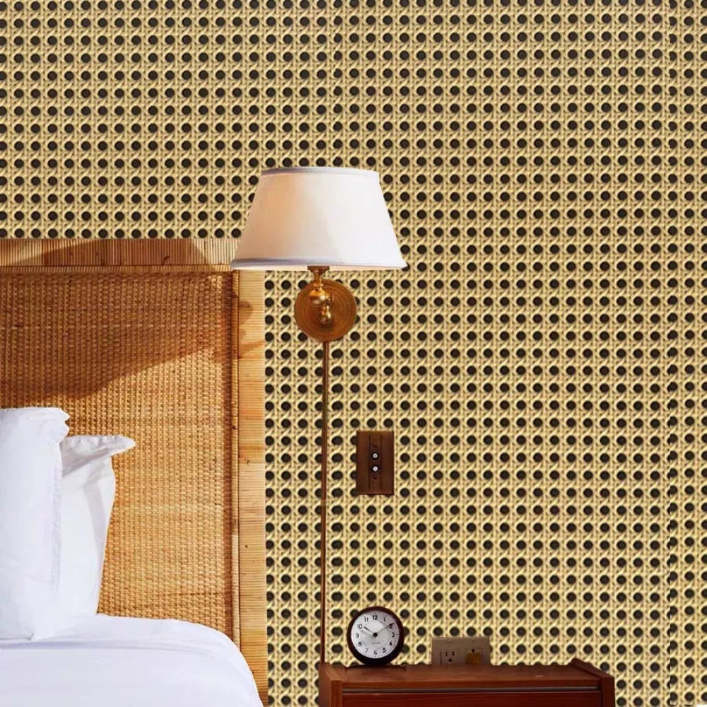 Classic 3D Rattan Peel & Stick Wallpaper – Waterproof PVC