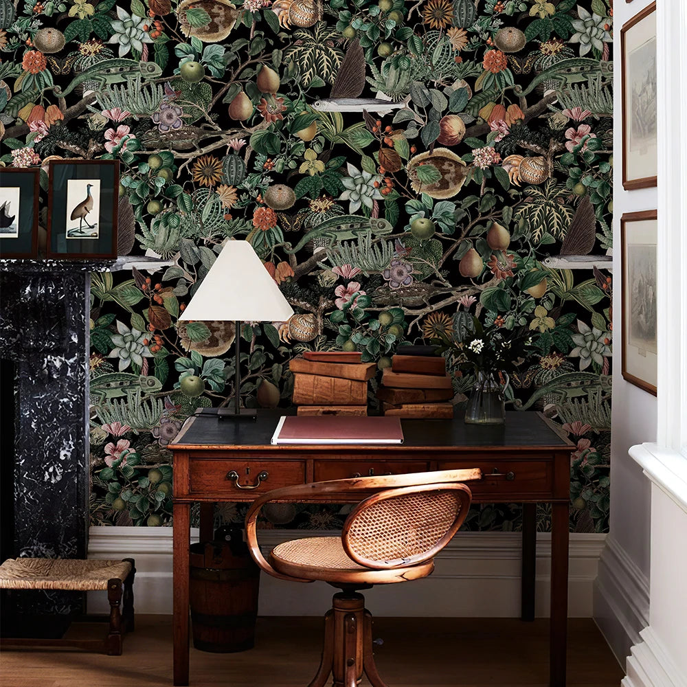 Green Botanical Peel & Stick Wallpaper – Waterproof Retro Tropics