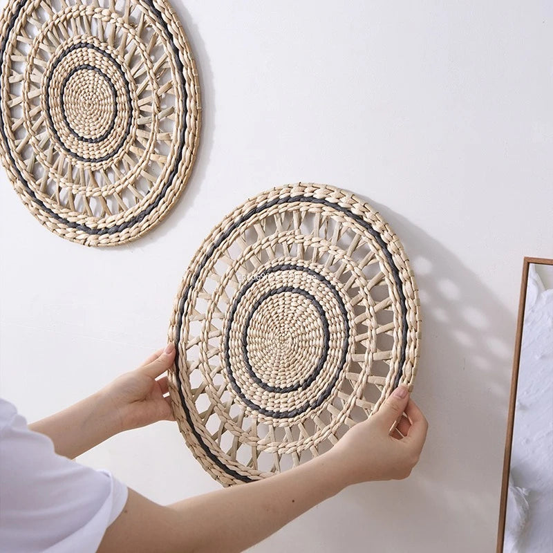 Handwoven Straw Wall Hanging – Aesthetic wall Decor