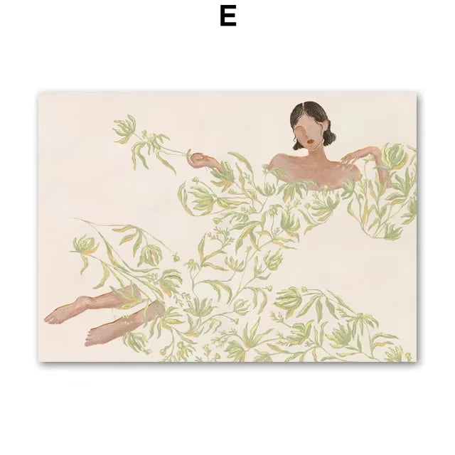 Abstract Girl & Floral Vase Canvas Wall decore – Modern Living Room Decor