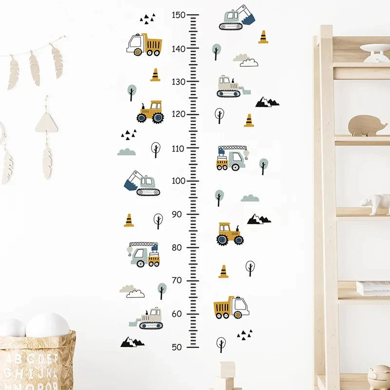 Construction Vehicle Height Growth Chart Wall Decal