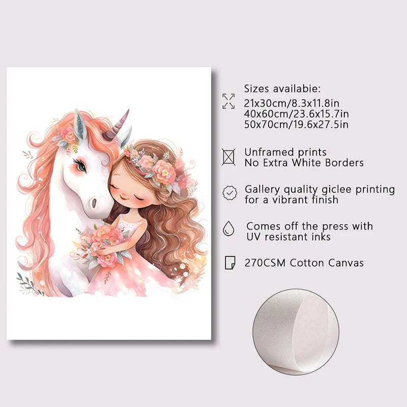 Pink Ballerina Unicorn Wall Art – Girls Nursery Canvas Print