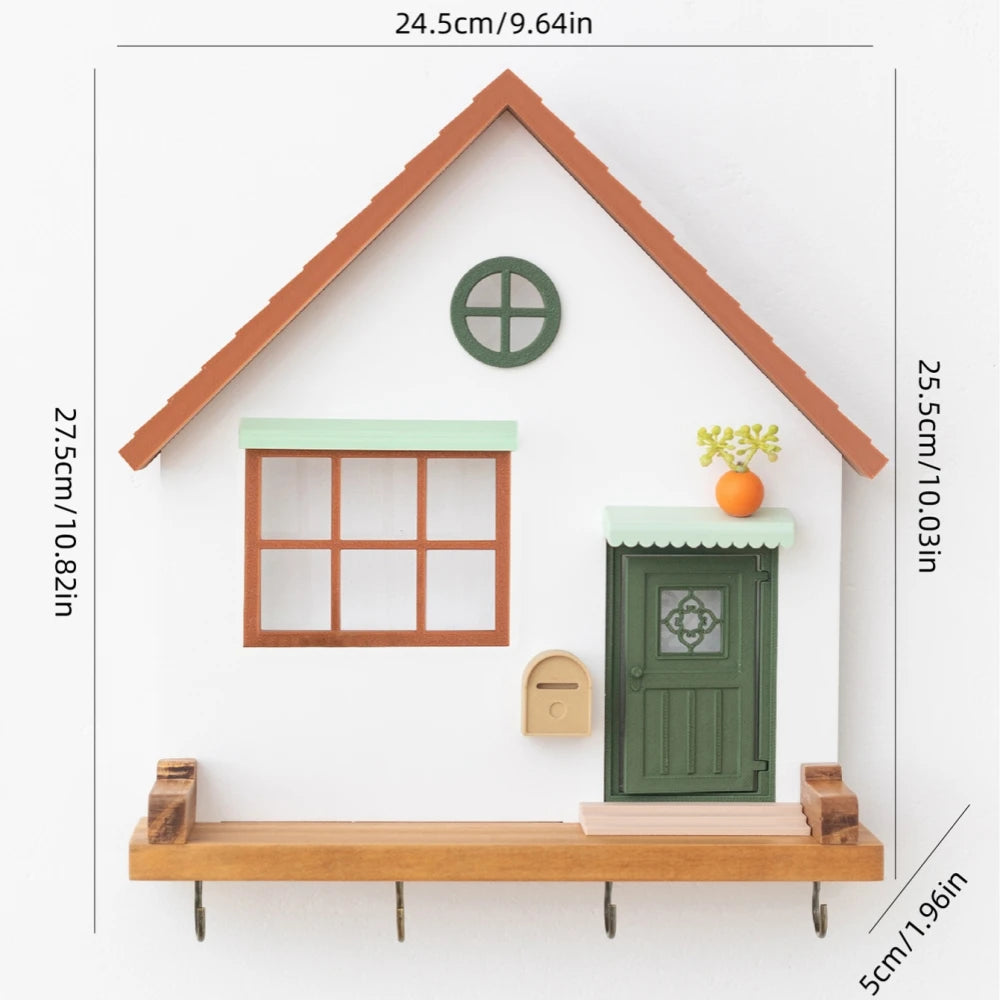Decorative Wooden Key Hook Shelf – Wall Organizer & Storage Rack