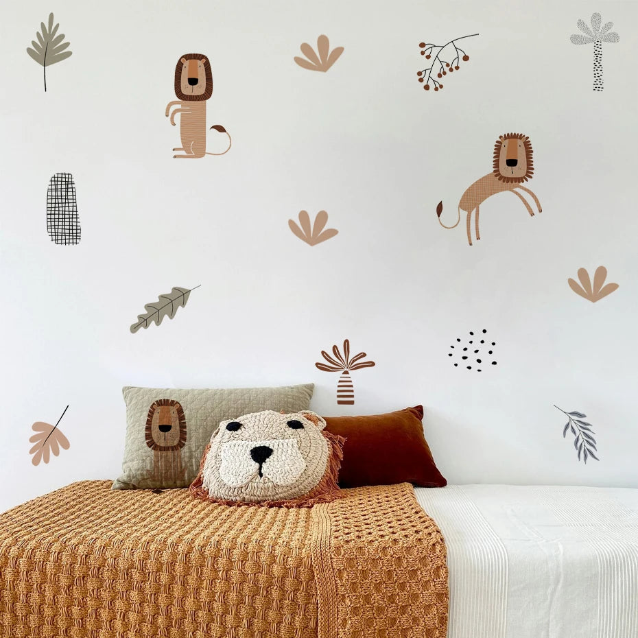 Cute Safari Animal Wall Decals for Kids Room