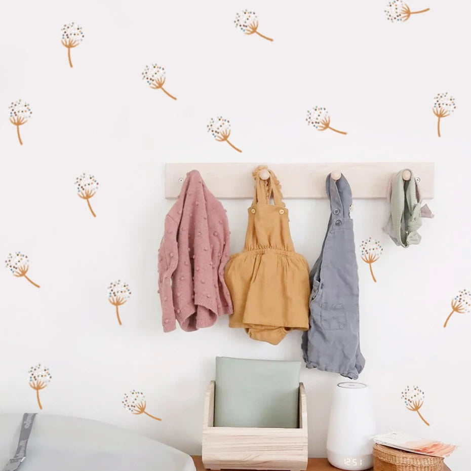 Boho Beige Dandelion Wall Decals for Nursery
