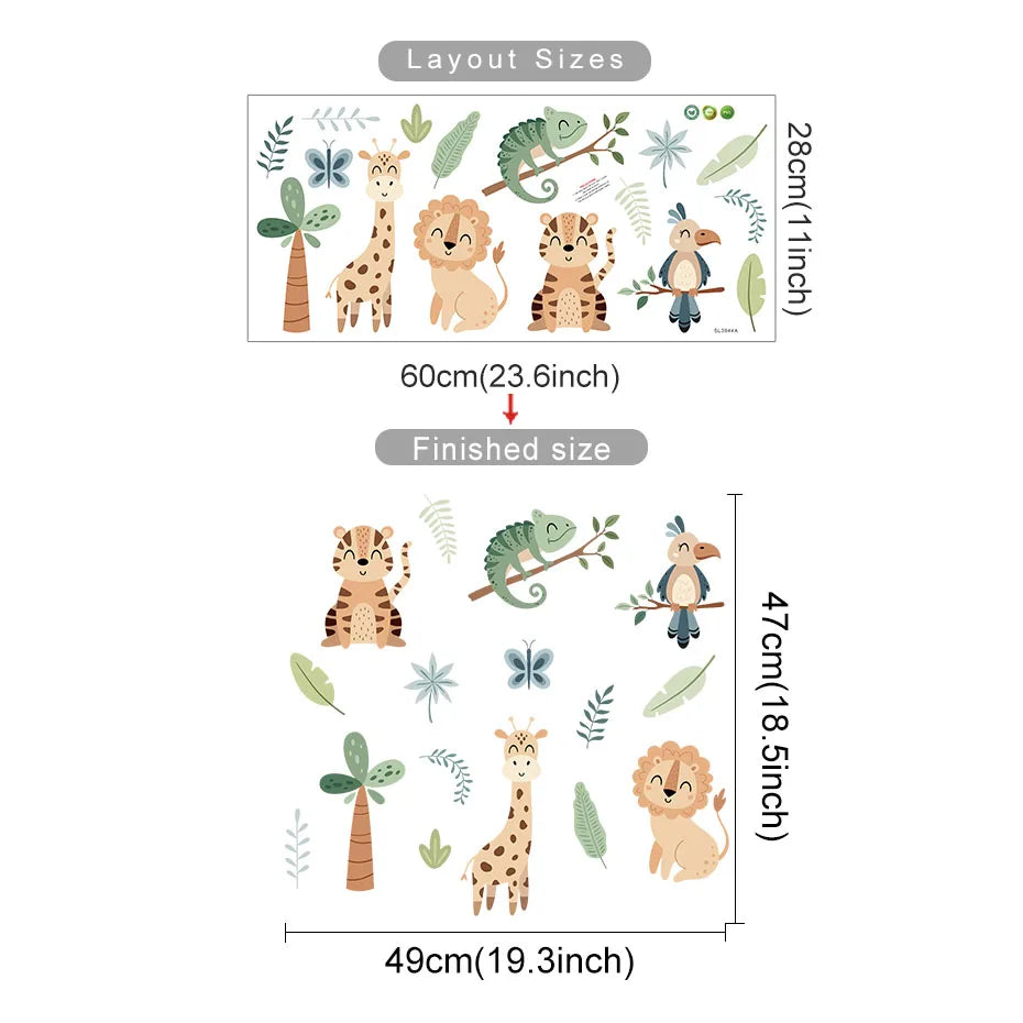 Cute Cartoon Animal Wall Stickers – Kids Room Decor