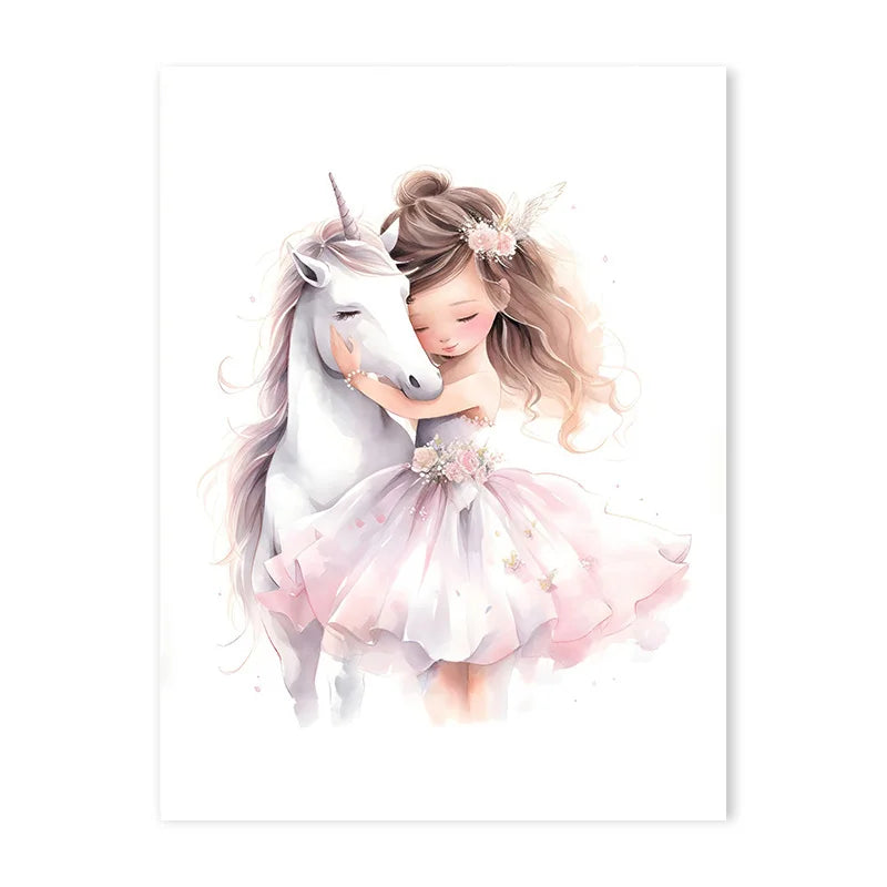 Pink Ballerina Unicorn Wall Art – Girls Nursery Canvas Print