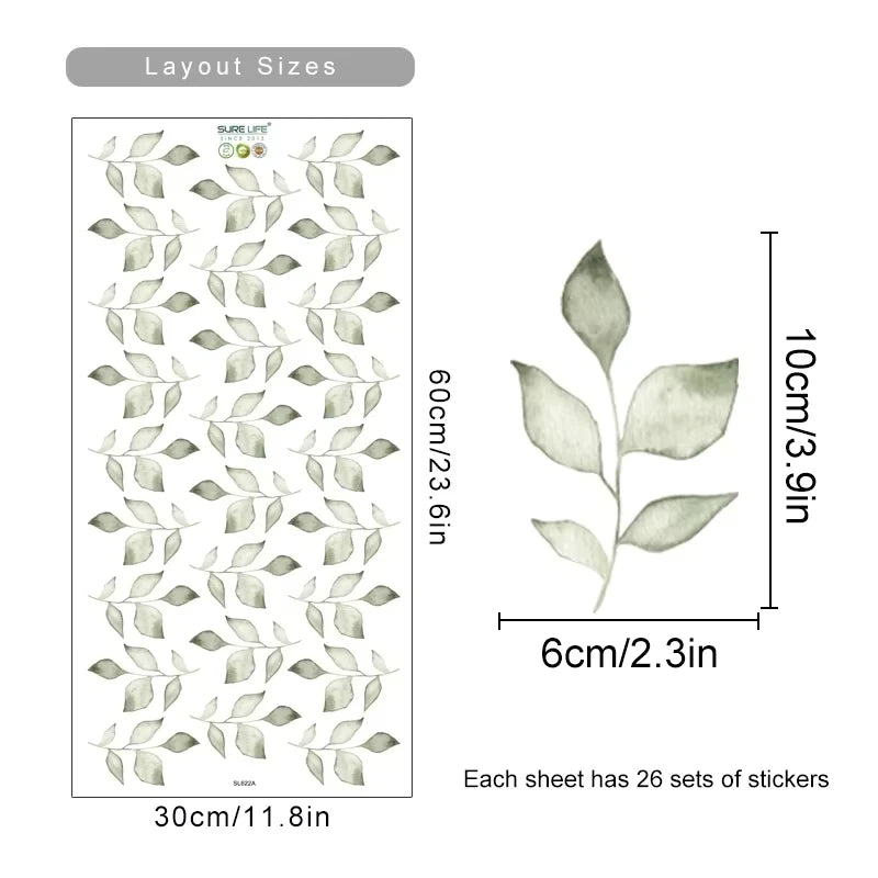 Boho Watercolor Leaves & Flowers Wall Decals for Nursery & Kids Room