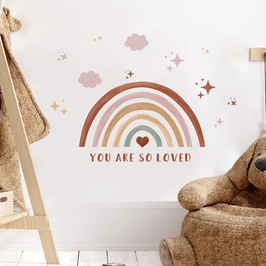 Watercolor Rainbow & Clouds Wall Decals for Kids Room