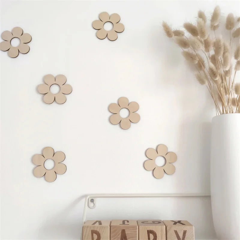 Nordic Wooden Rainbow & Cloud Wall Stickers – 3D Nursery Décor Set