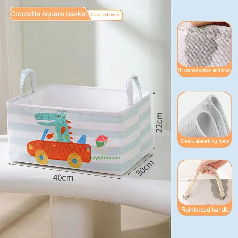 Folding Linen Storage Basket with Handles – Fabric Organizer for Closet, Toys & Laundry