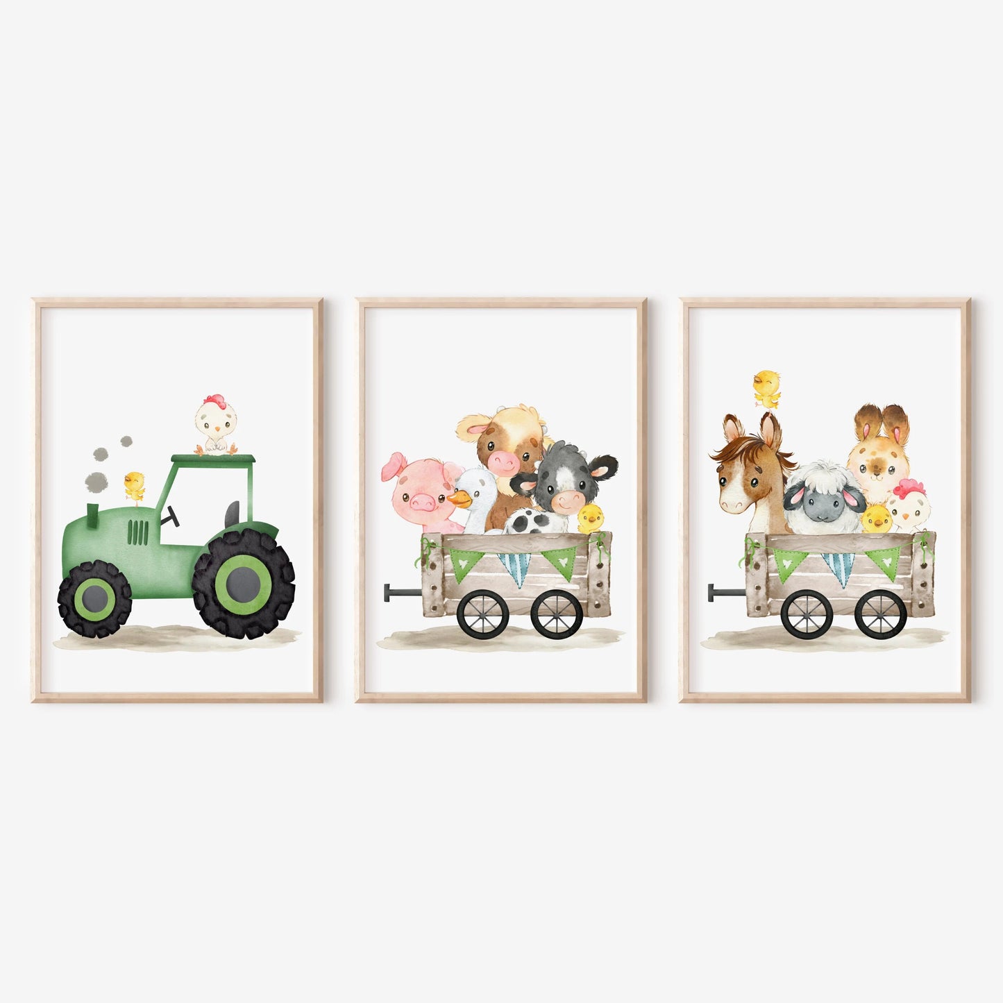 Farm Animal Nursery Wall Art – Barnyard & Tractor Prints for Kids Room Décor