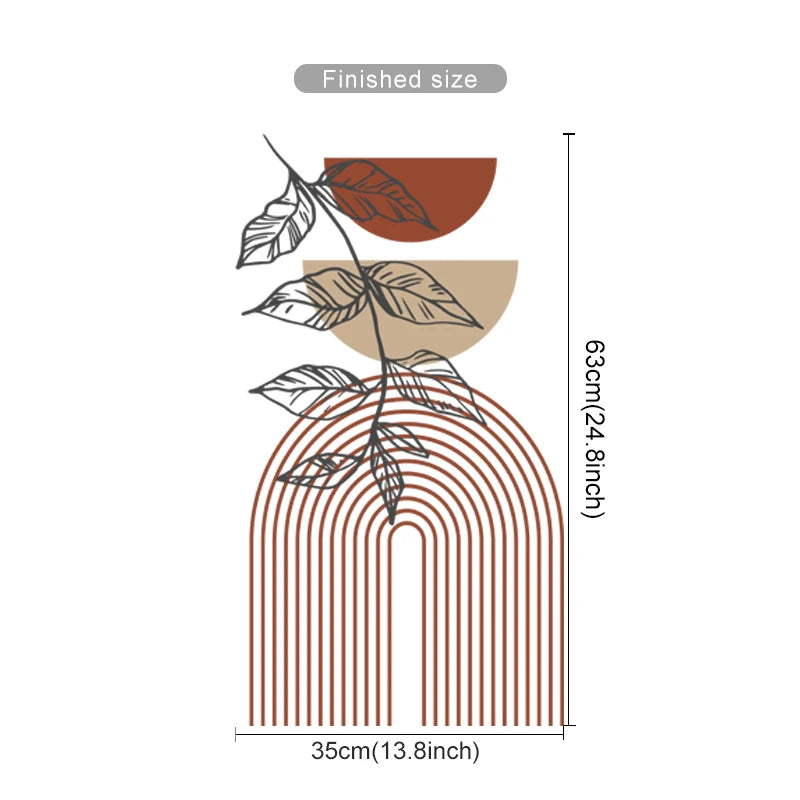 Boho Rainbow Leaves Wall Decal – Large Kids Room Decor