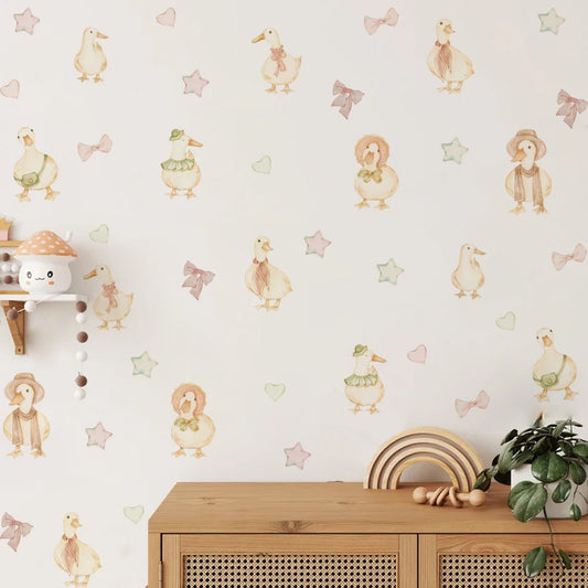 Watercolor Duck & Stars Wall Decals for Nursery