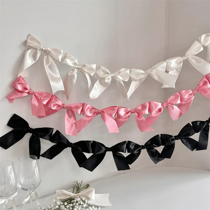 Bow Ribbon Garland Banner – Princess Girls Room Wall Hanging Décor