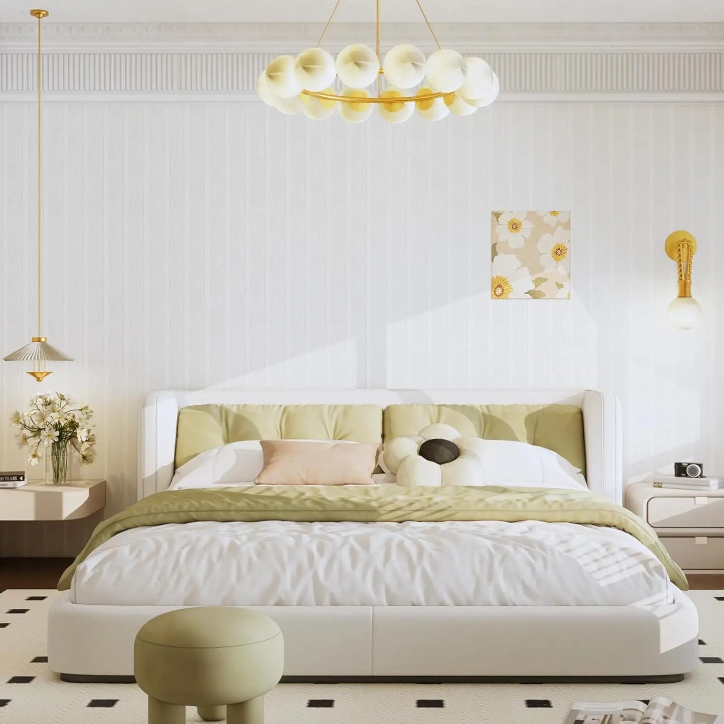 3D White Embossed Peel & Stick Wallpaper – Modern Damask Floral Wall Décor