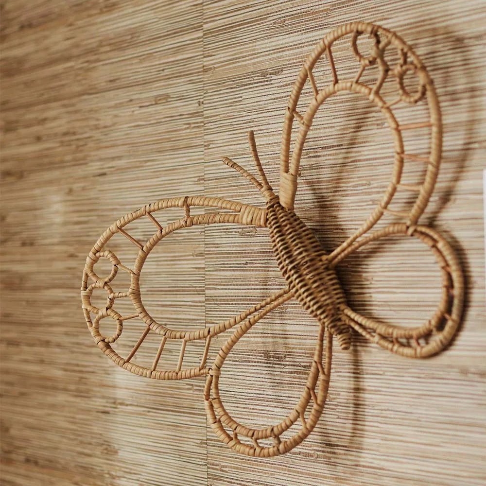Nordic Rattan Butterfly Wall Décor – Handmade Boho Natural Wall Ornament