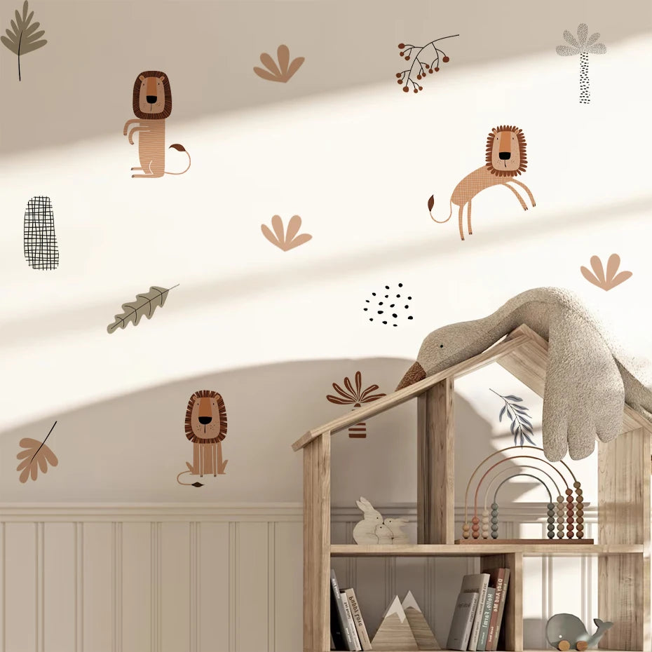Cute Safari Animal Wall Decals for Kids Room