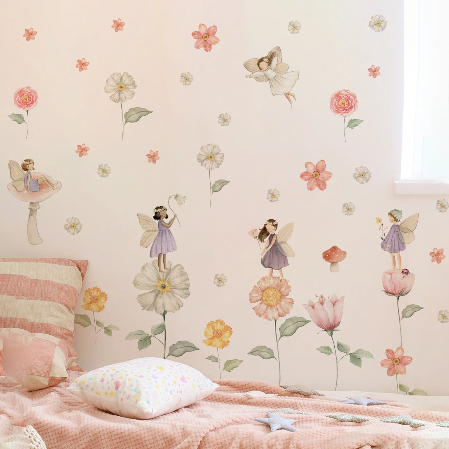 Boho Fairy Garden Wall Decals for Girls Room