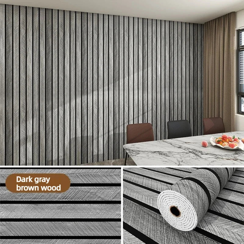 Thick Brown Grid Peel-and-Stick Wallpaper – Faux Plaid Waterproof Wall Decor