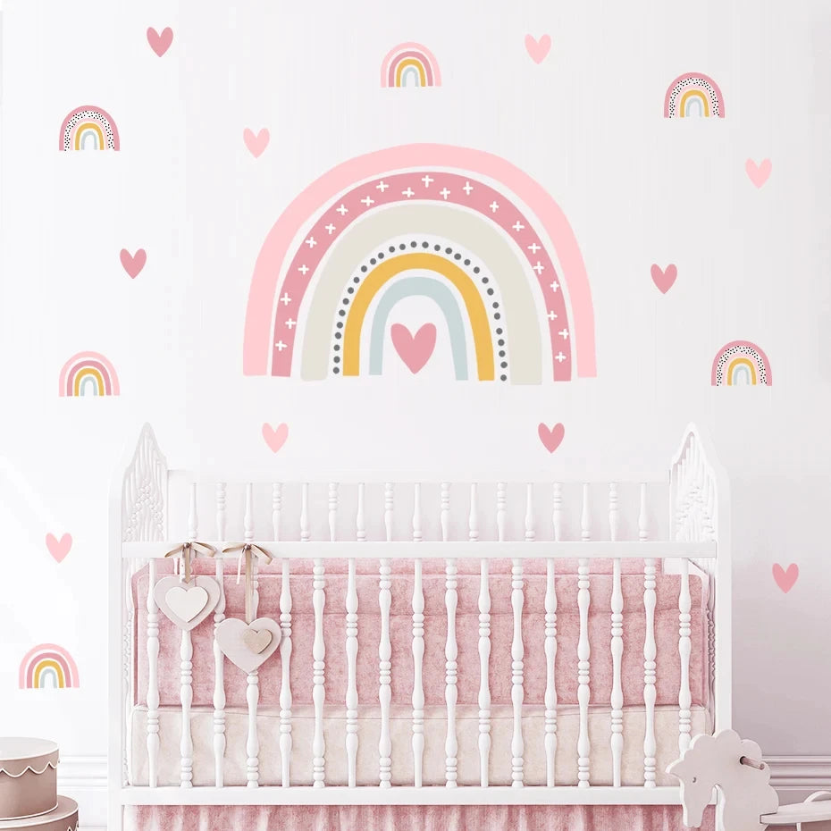 Pink Heart Cartoon Wall Decal – Girls Nursery Decor