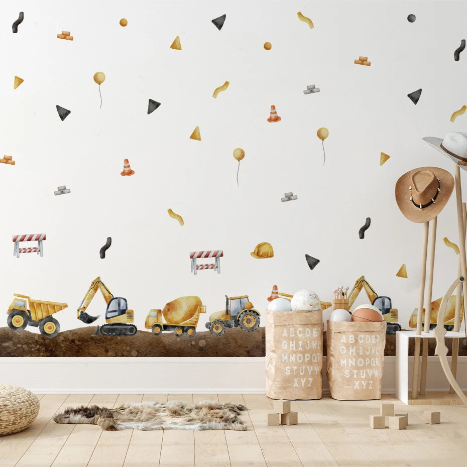 Construction Vehicles Wall Decals – Boys Room Decor