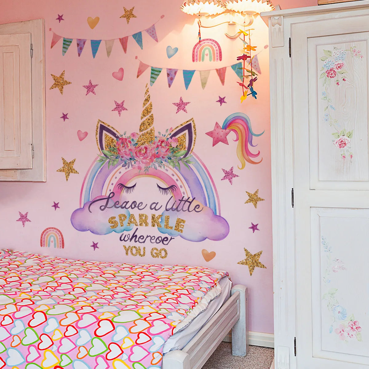 Unicorn & Rainbow Wall Stickers – Girls Kids Room Decor