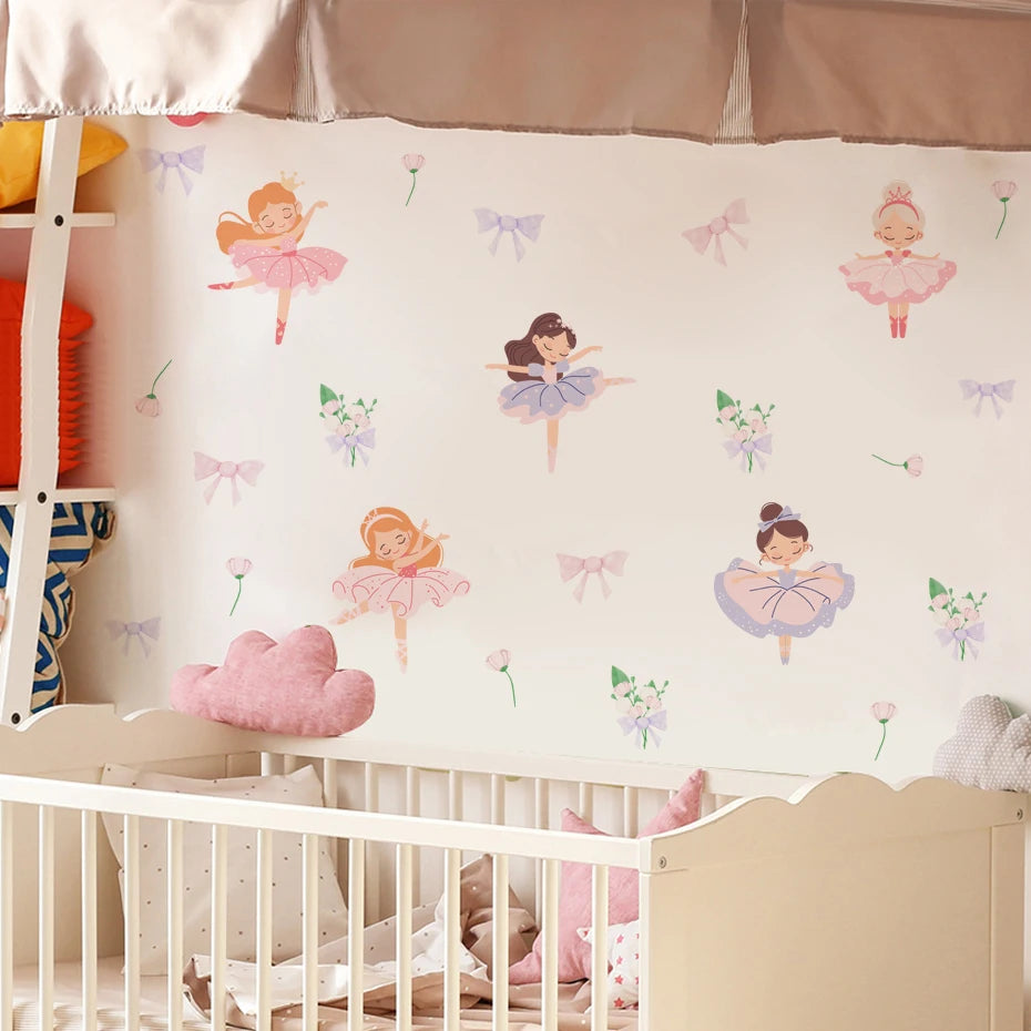 Fairy Ballet Dancer Wall Stickers for Girls Room