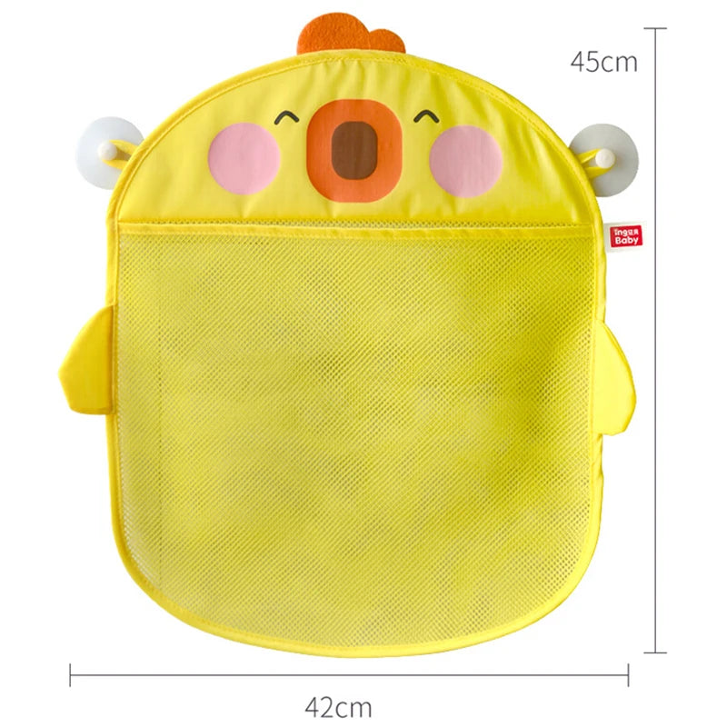 Cartoon Baby Bath Toy Organizer – Suction Mesh Storage Bag for Kids