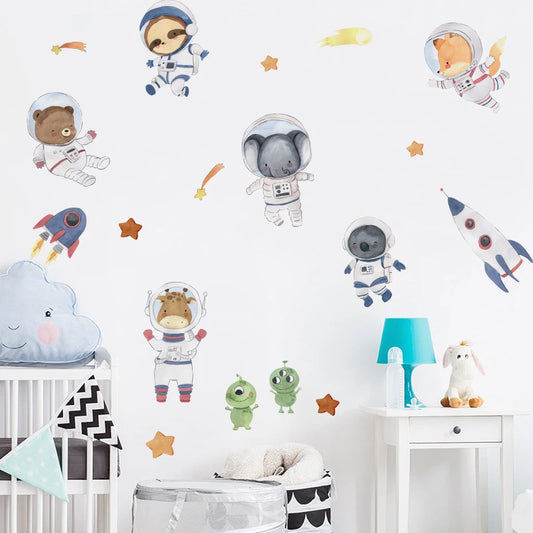 Space Animal Astronaut Wall Decals for Kids Room
