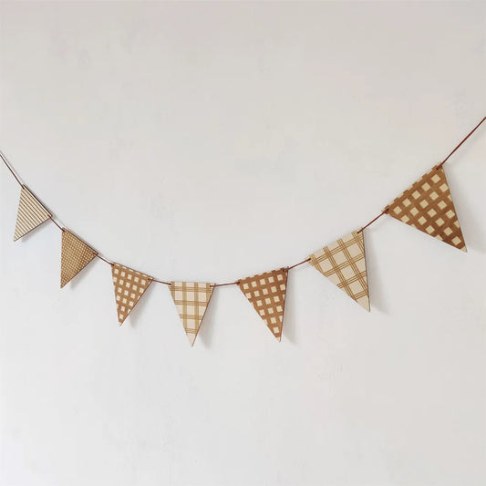 Nordic Wooden Triangle Flag Garland – Nursery & Kids Room Wall Banner