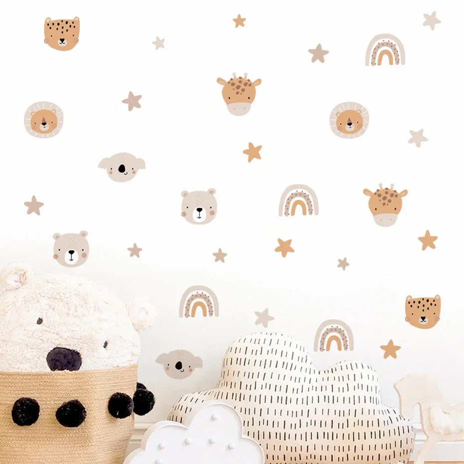 “Boho Rainbow Bear Wall Decal – Cute Kids Room Decor”