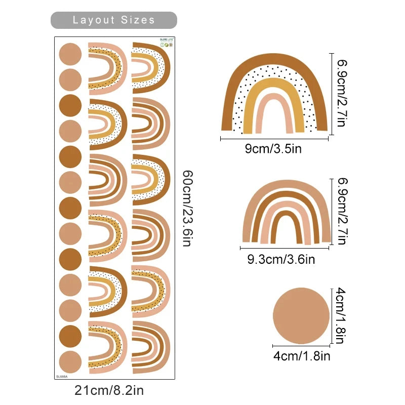 Boho Watercolor Sun Wall Decals for Kids Room