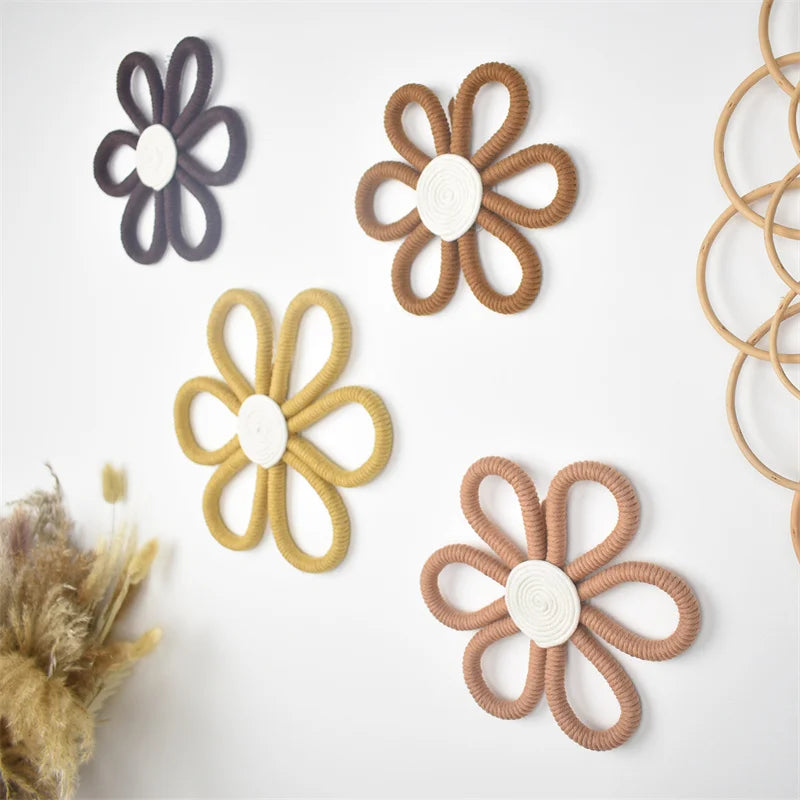 Handwoven Daisy Flower Wall Hanging – Kids & Nursery wall Decor