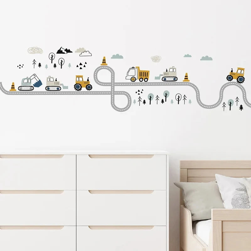 Construction Vehicle Height Growth Chart Wall Decal