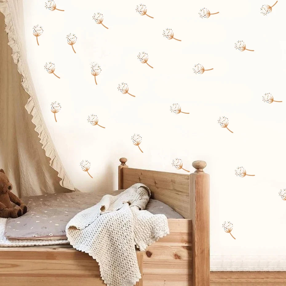 Boho Beige Dandelion Wall Decals for Nursery