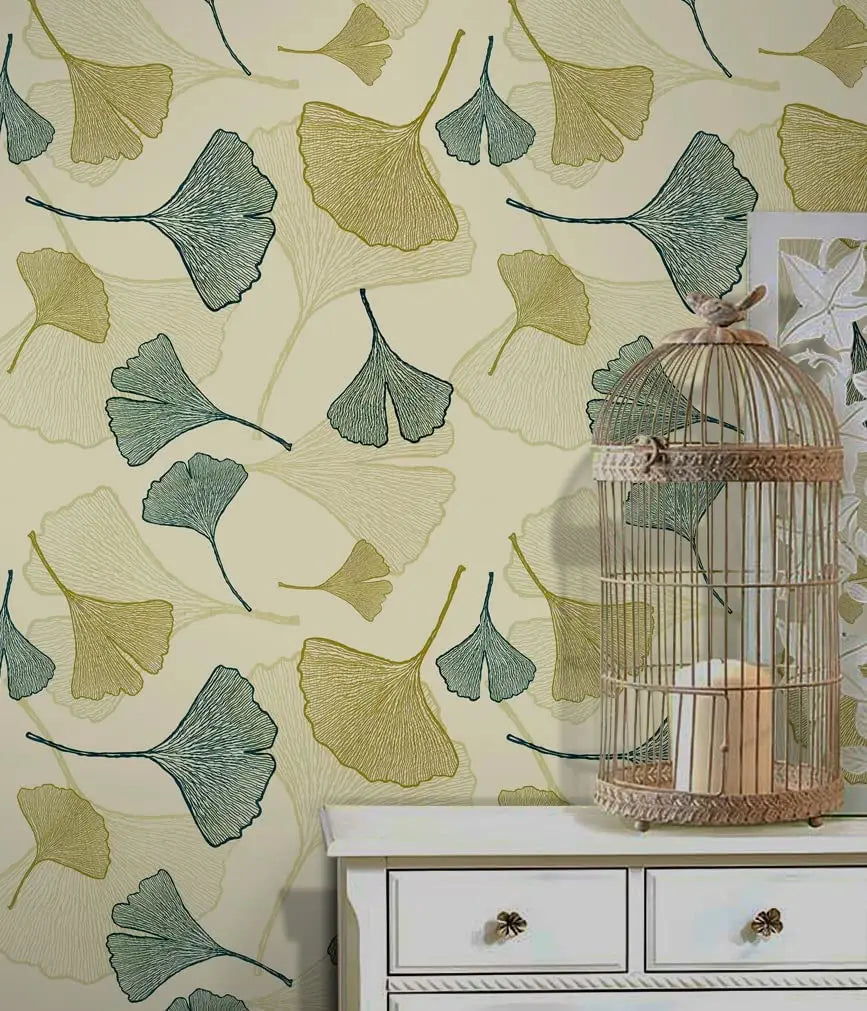 Ginkgo Leaf Peel & Stick Wallpaper – Removable Floral Vinyl Décor for Cabinets & Furniture