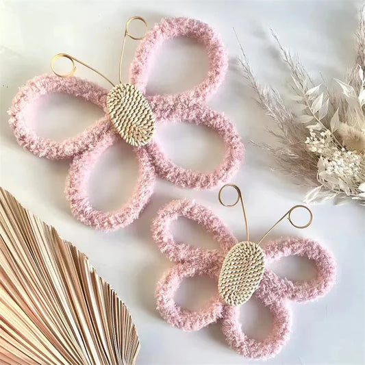 Boho Woven Butterfly Wall Décor Set – Handmade Nursery & Girls Room Hanging