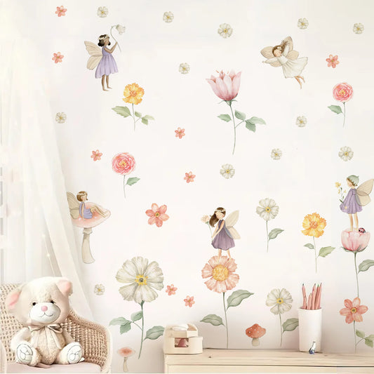 Boho Fairy Garden Wall Decals for Girls Room