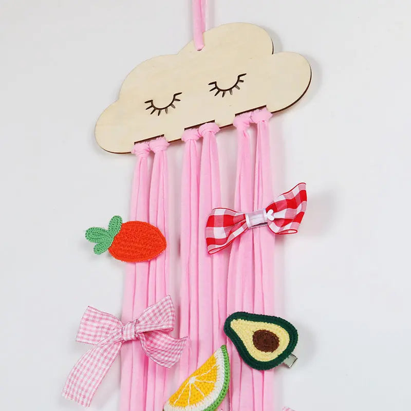 Nordic Wooden Cloud Hair Clip Holder – Kids Hair Accessories Wall Organizer