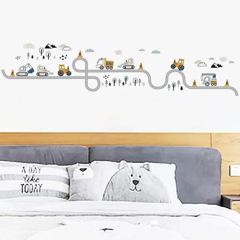 Construction Vehicle Height Growth Chart Wall Decal