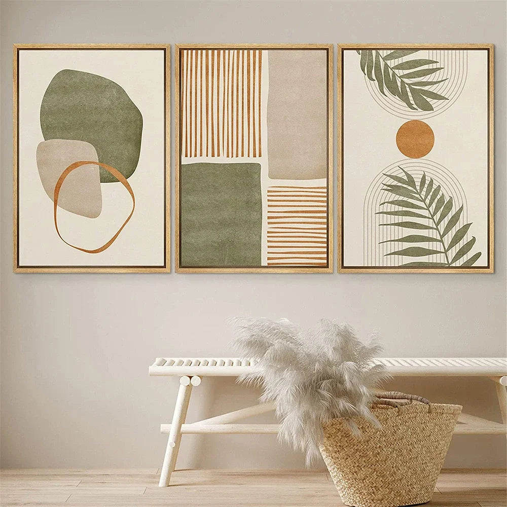 3-Piece Tropical Leaves Canvas Wall Art – Modern Boho Abstract Prints