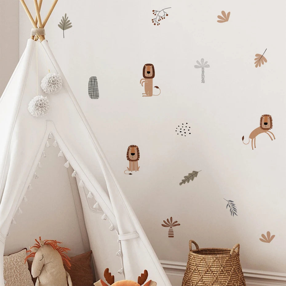 Cute Safari Animal Wall Decals for Kids Room